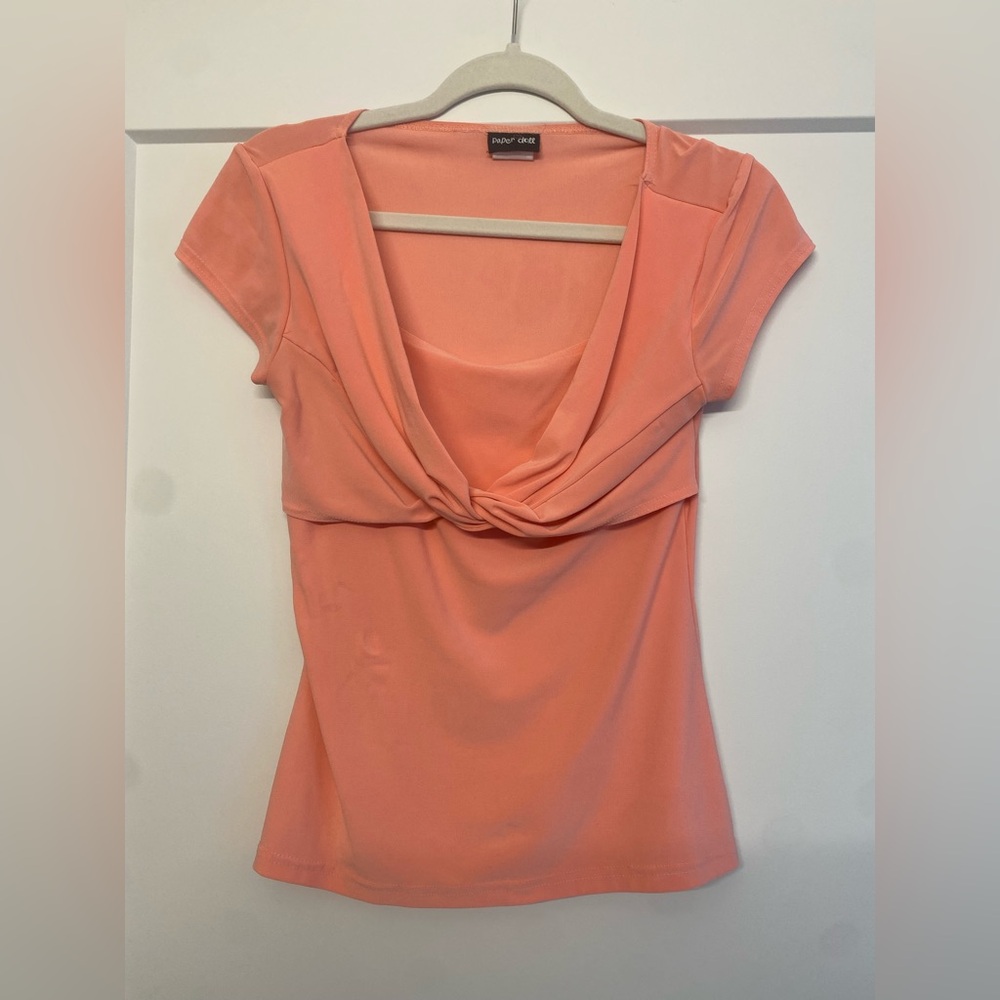 Paper Doll Coral Twist Front Tee